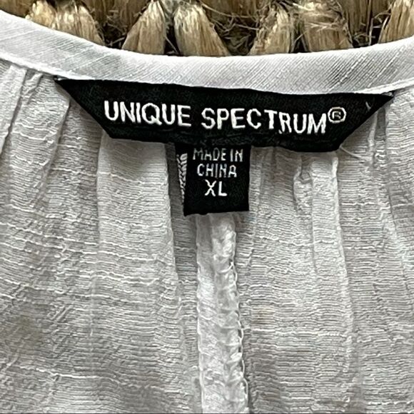 Unique Spectrum 3/4 Sleeve Blouse Sheer With Lace Bottom Hem Size X-Large - Picture 11 of 13